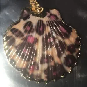 Jewelry | Leopard Print Gold Dipped Scallop Clam Shell Seashell Mermaid ...